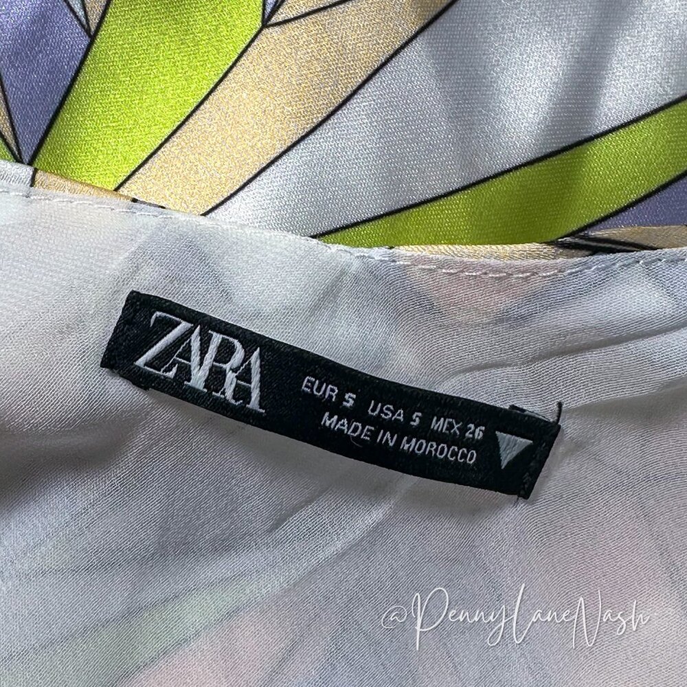 Zara Cutout Satin Effect Multicolored Mini Dress - Picture 5 of 13